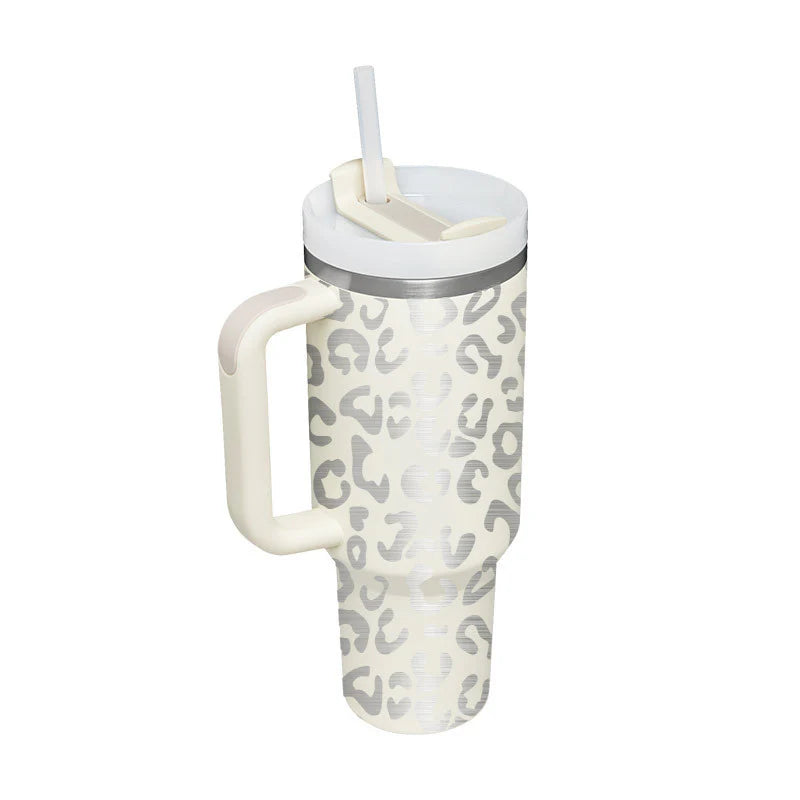 40 Oz Insulated Stainless Steel Tumbler with Handle and Straw, Spill-Proof Vacuum Coffee Cup with Lid - Ideal Gift for Valentine's Day, Perfect for Car, Gym, Office, and Travel