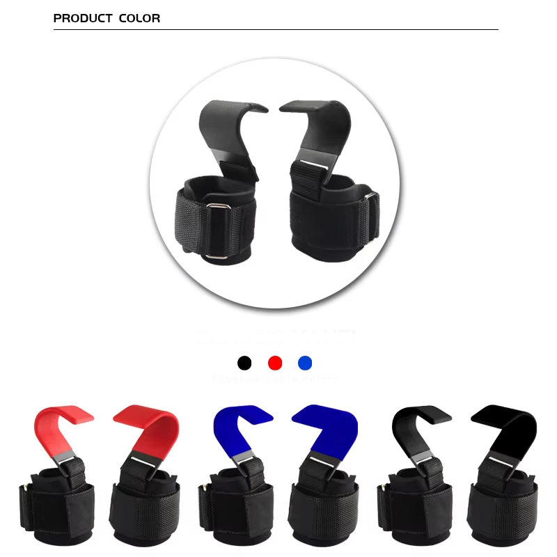 Weight Lifting Hook Grips with Wrist Wraps Hand-Bar Wrist Strap Gym Fitness Hook Weight Strap Pull-Ups Power Lifting Gloves
