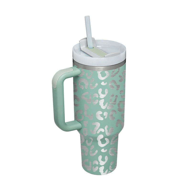 40 Oz Insulated Stainless Steel Tumbler with Handle and Straw, Spill-Proof Vacuum Coffee Cup with Lid - Ideal Gift for Valentine's Day, Perfect for Car, Gym, Office, and Travel