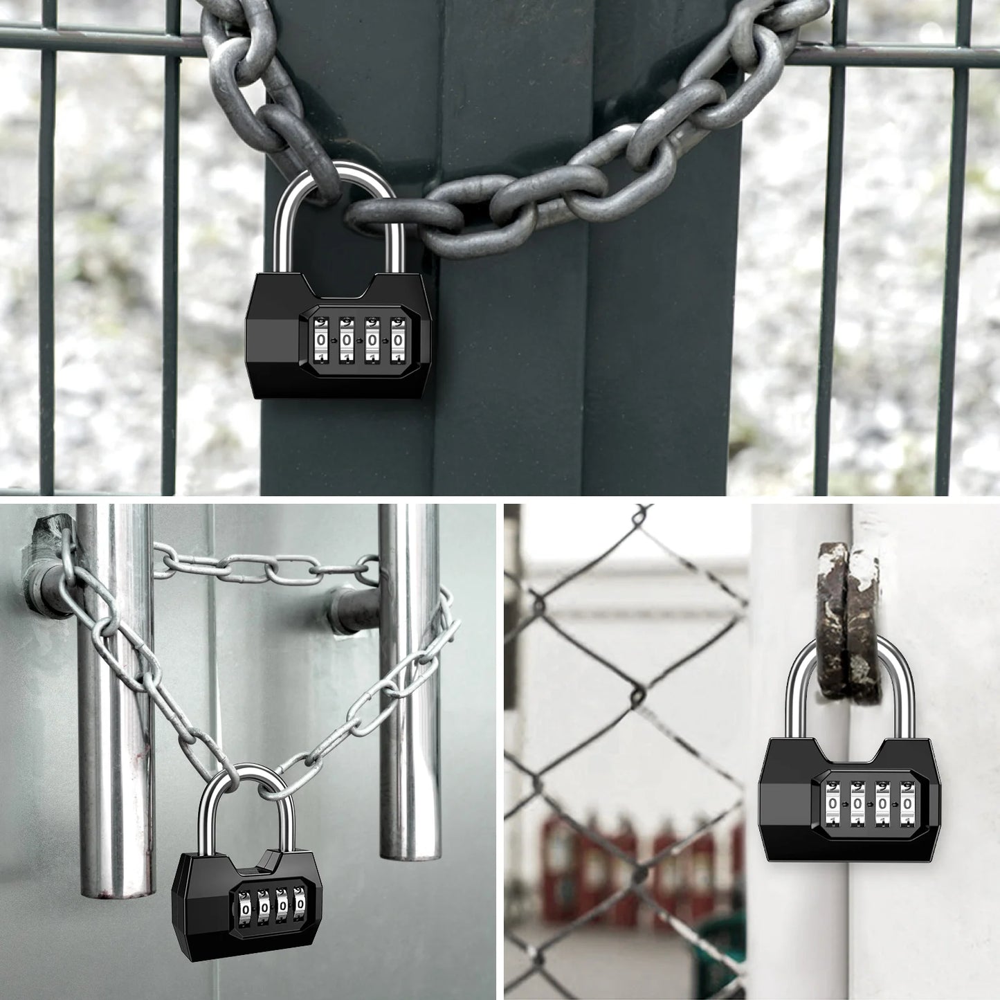 4-Digit Weatherproof Combination Padlock for Outdoor Security and Gym Use