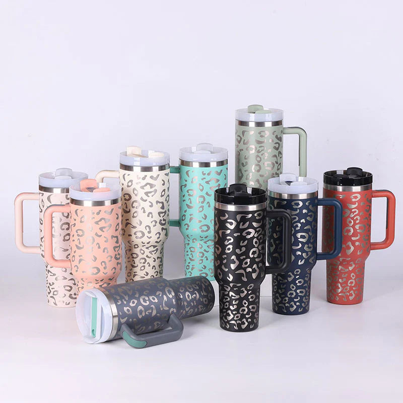 40 Oz Insulated Stainless Steel Tumbler with Handle and Straw, Spill-Proof Vacuum Coffee Cup with Lid - Ideal Gift for Valentine's Day, Perfect for Car, Gym, Office, and Travel