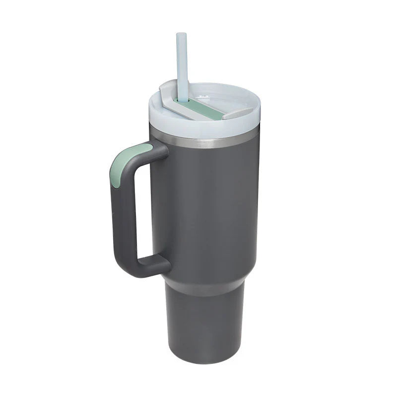 40 Oz Insulated Stainless Steel Tumbler with Handle and Straw, Spill-Proof Vacuum Coffee Cup with Lid - Ideal Gift for Valentine's Day, Perfect for Car, Gym, Office, and Travel