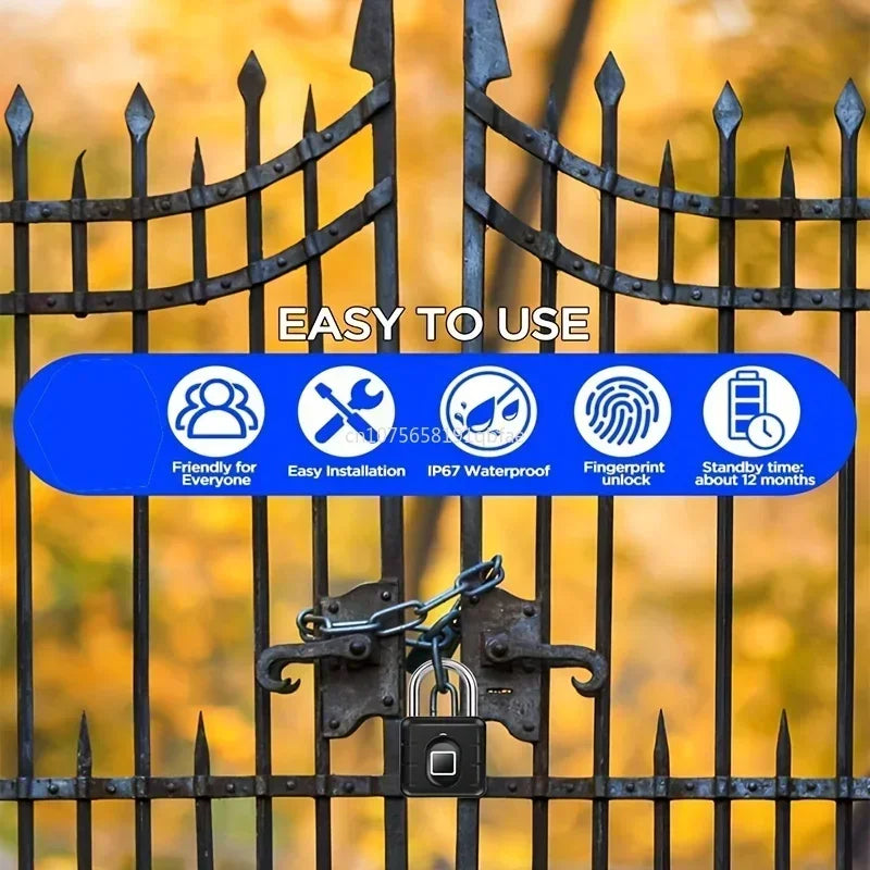 Waterproof Smart Fingerprint Padlock - Keyless Electronic Digital Lock for Dormitory Security