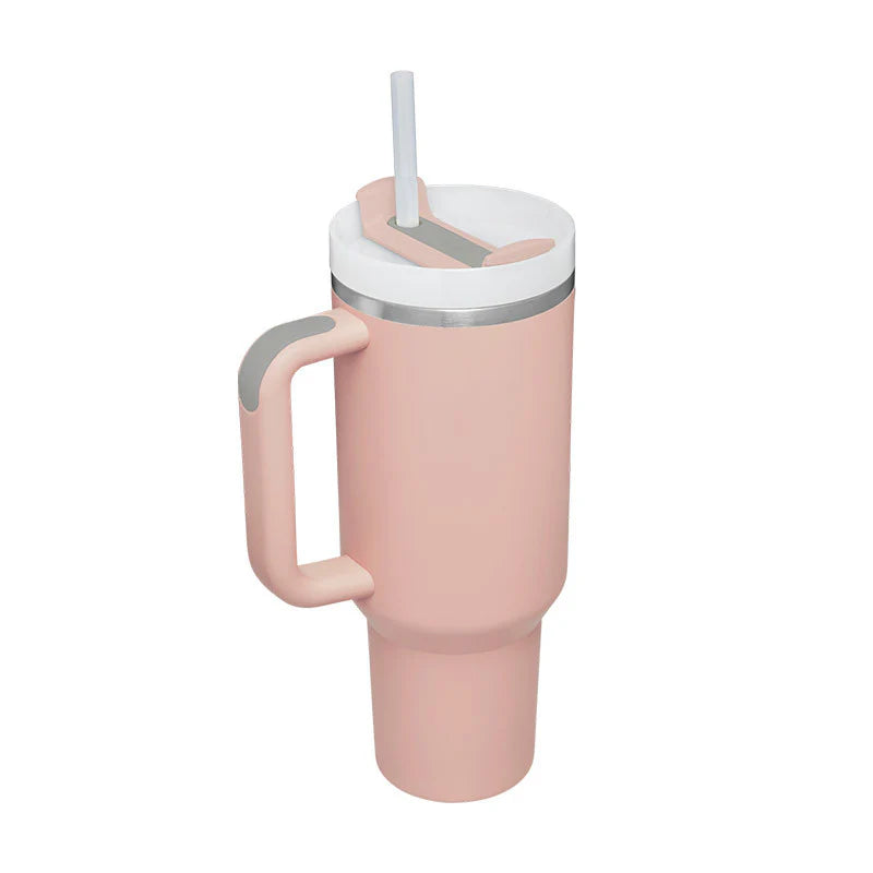 40 Oz Insulated Stainless Steel Tumbler with Handle and Straw, Spill-Proof Vacuum Coffee Cup with Lid - Ideal Gift for Valentine's Day, Perfect for Car, Gym, Office, and Travel