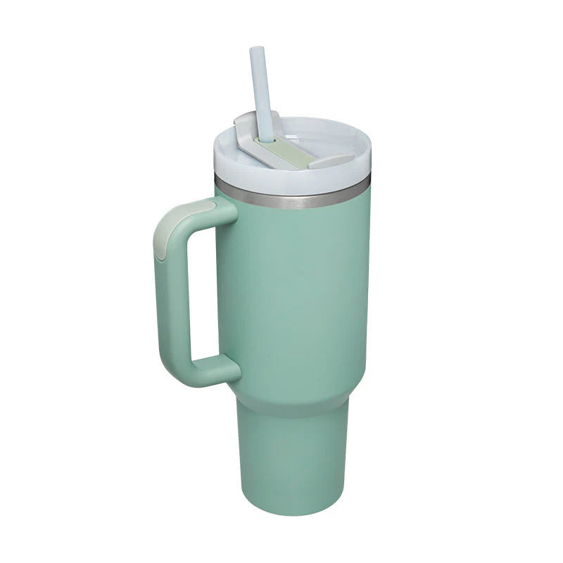 40 Oz Insulated Stainless Steel Tumbler with Handle and Straw, Spill-Proof Vacuum Coffee Cup with Lid - Ideal Gift for Valentine's Day, Perfect for Car, Gym, Office, and Travel