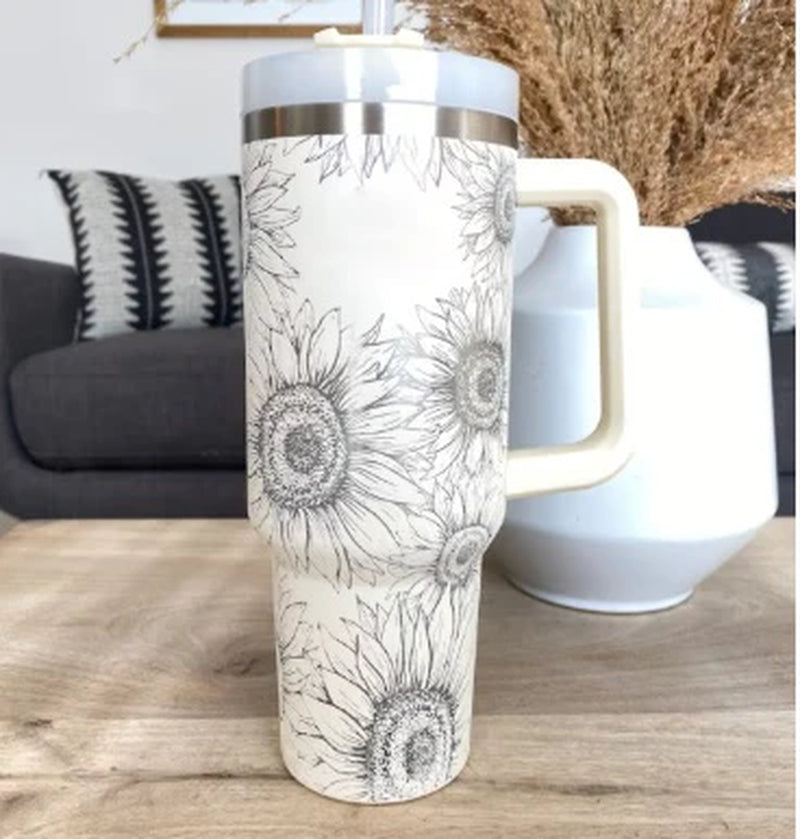 40 Oz Insulated Stainless Steel Tumbler with Handle and Straw, Spill-Proof Vacuum Coffee Cup with Lid - Ideal Gift for Valentine's Day, Perfect for Car, Gym, Office, and Travel