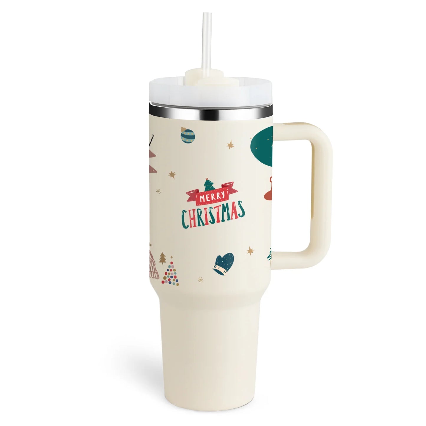 40 Oz Insulated Stainless Steel Tumbler with Handle and Straw, Spill-Proof Vacuum Coffee Cup with Lid - Ideal Gift for Valentine's Day, Perfect for Car, Gym, Office, and Travel