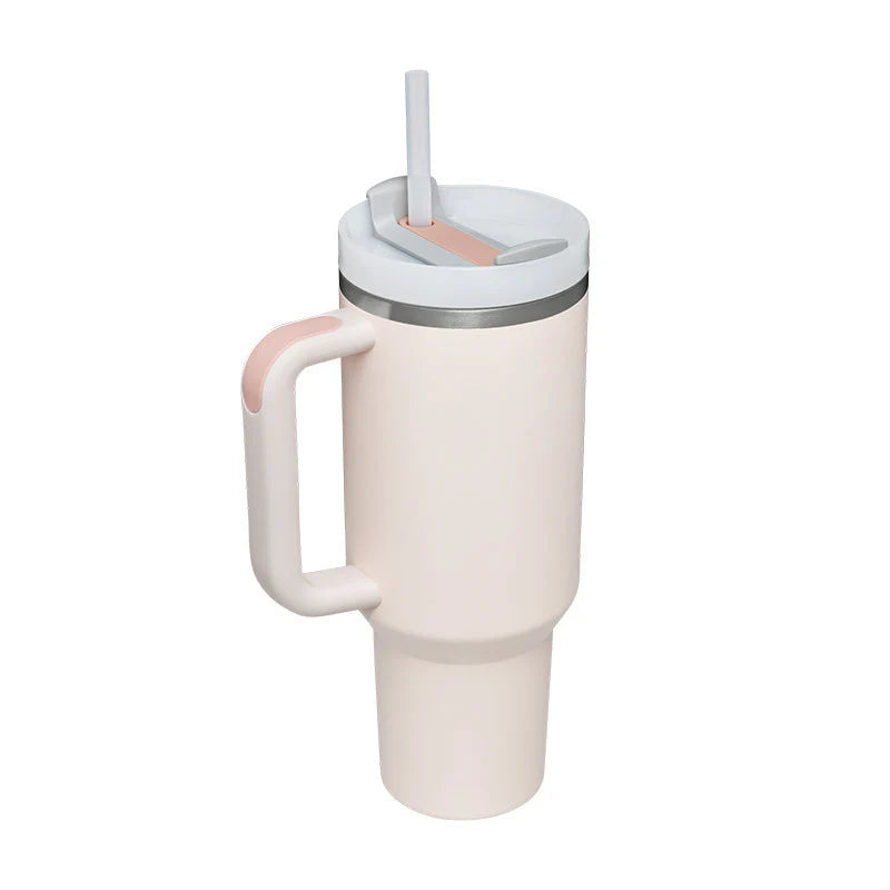 40 Oz Insulated Stainless Steel Tumbler with Handle and Straw, Spill-Proof Vacuum Coffee Cup with Lid - Ideal Gift for Valentine's Day, Perfect for Car, Gym, Office, and Travel