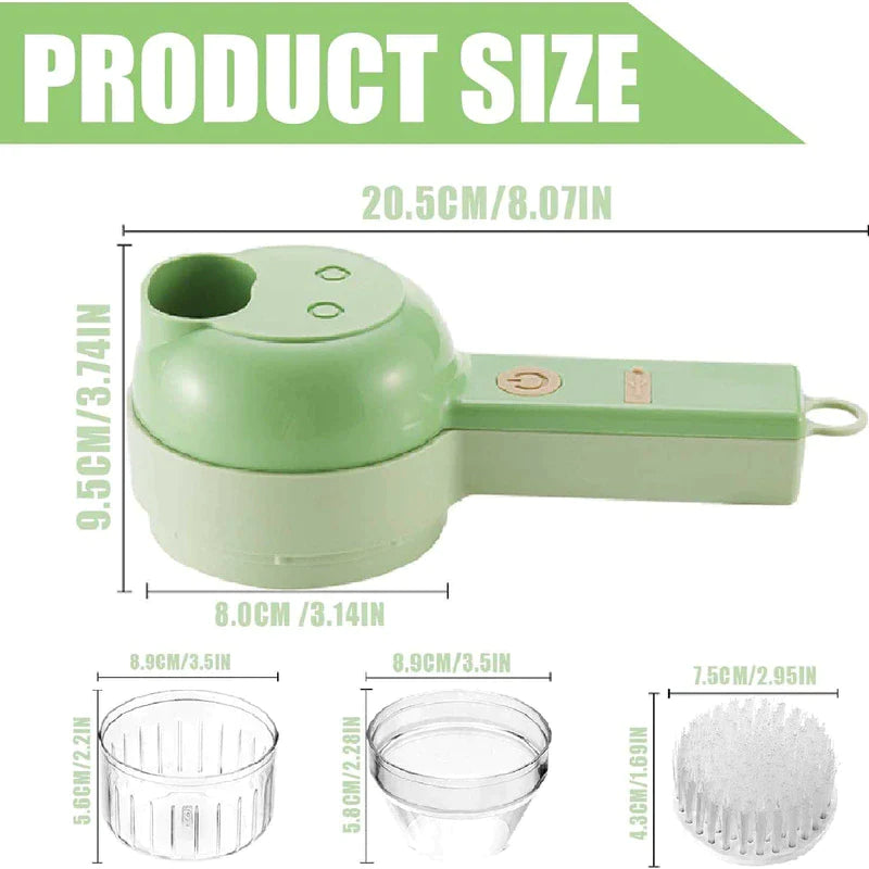 Multifunctional 4-in-1 Handheld Electric Vegetable Cutter and Slicer Set for Kitchen Use