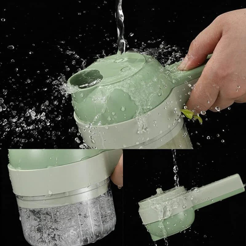 Multifunctional 4-in-1 Handheld Electric Vegetable Cutter and Slicer Set for Kitchen Use
