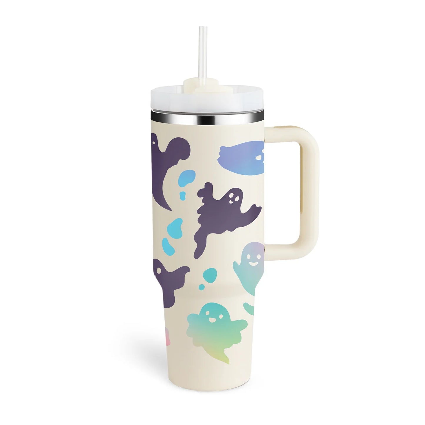 40 Oz Insulated Stainless Steel Tumbler with Handle and Straw, Spill-Proof Vacuum Coffee Cup with Lid - Ideal Gift for Valentine's Day, Perfect for Car, Gym, Office, and Travel
