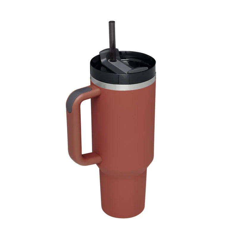 40 Oz Insulated Stainless Steel Tumbler with Handle and Straw, Spill-Proof Vacuum Coffee Cup with Lid - Ideal Gift for Valentine's Day, Perfect for Car, Gym, Office, and Travel