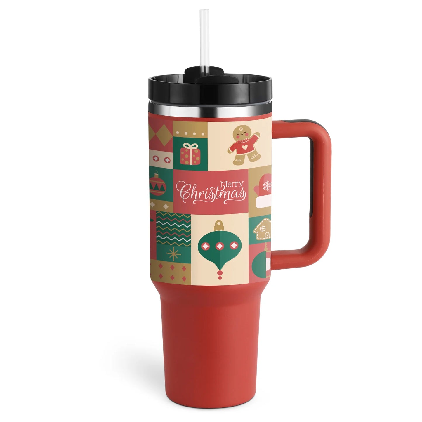 40 Oz Insulated Stainless Steel Tumbler with Handle and Straw, Spill-Proof Vacuum Coffee Cup with Lid - Ideal Gift for Valentine's Day, Perfect for Car, Gym, Office, and Travel