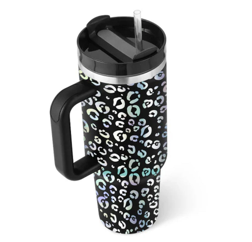 40 Oz Insulated Stainless Steel Tumbler with Handle and Straw, Spill-Proof Vacuum Coffee Cup with Lid - Ideal Gift for Valentine's Day, Perfect for Car, Gym, Office, and Travel
