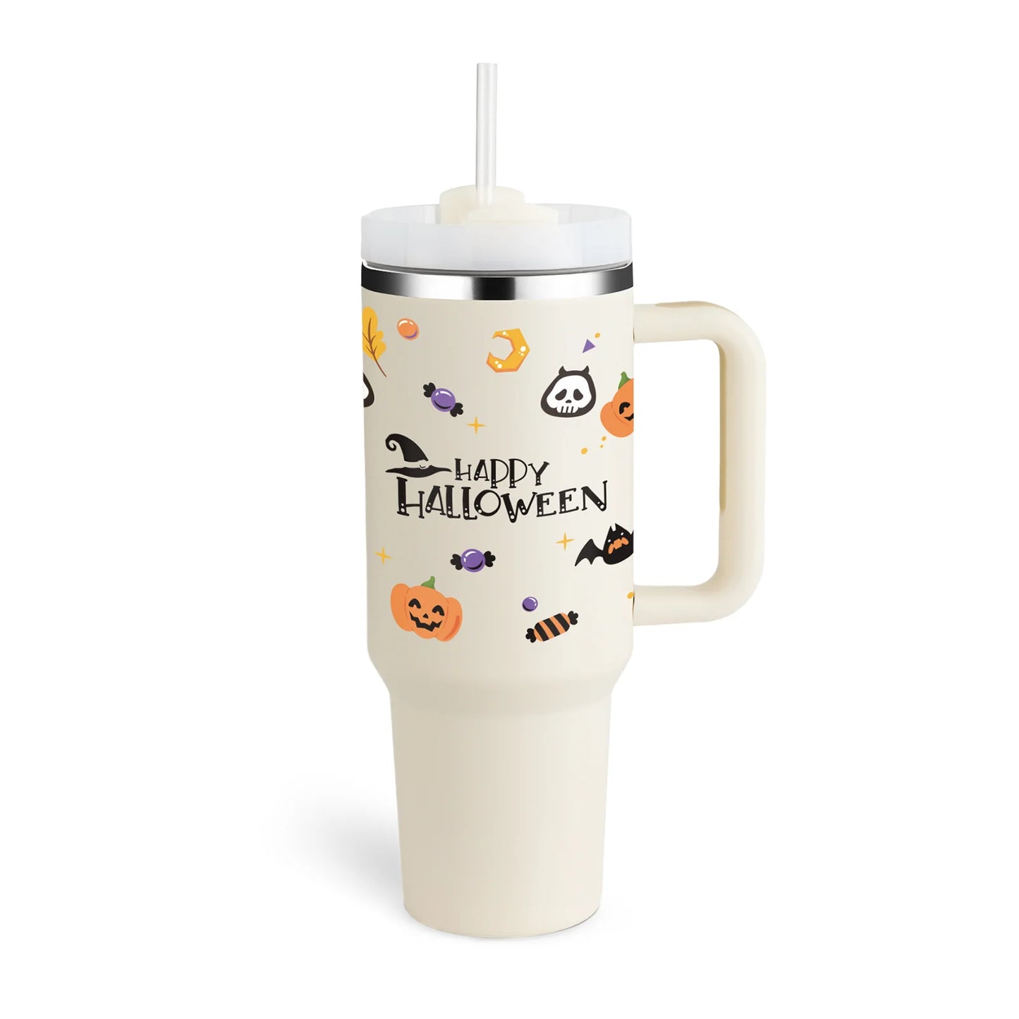 40 Oz Insulated Stainless Steel Tumbler with Handle and Straw, Spill-Proof Vacuum Coffee Cup with Lid - Ideal Gift for Valentine's Day, Perfect for Car, Gym, Office, and Travel