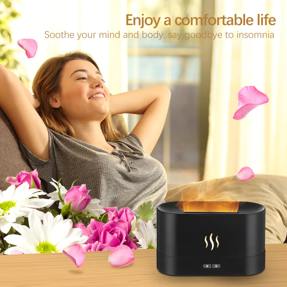 Flame Fire Ultrasonic Aromatherapy Humidifier and Diffuser for Home and Bedroom Fragrance Enhancement