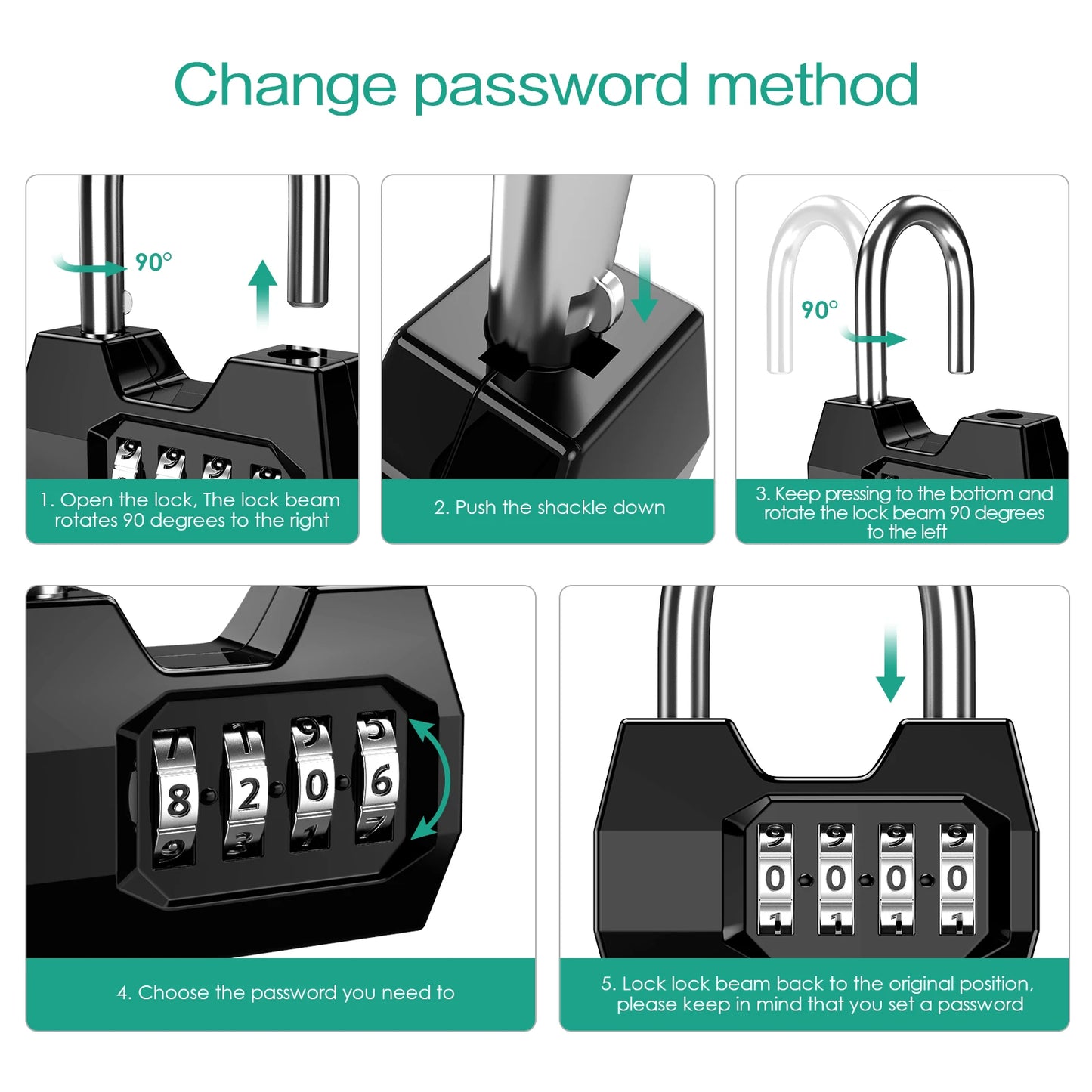 4-Digit Weatherproof Combination Padlock for Outdoor Security and Gym Use