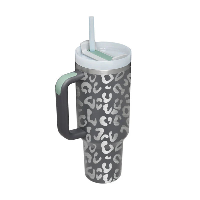 40 Oz Insulated Stainless Steel Tumbler with Handle and Straw, Spill-Proof Vacuum Coffee Cup with Lid - Ideal Gift for Valentine's Day, Perfect for Car, Gym, Office, and Travel