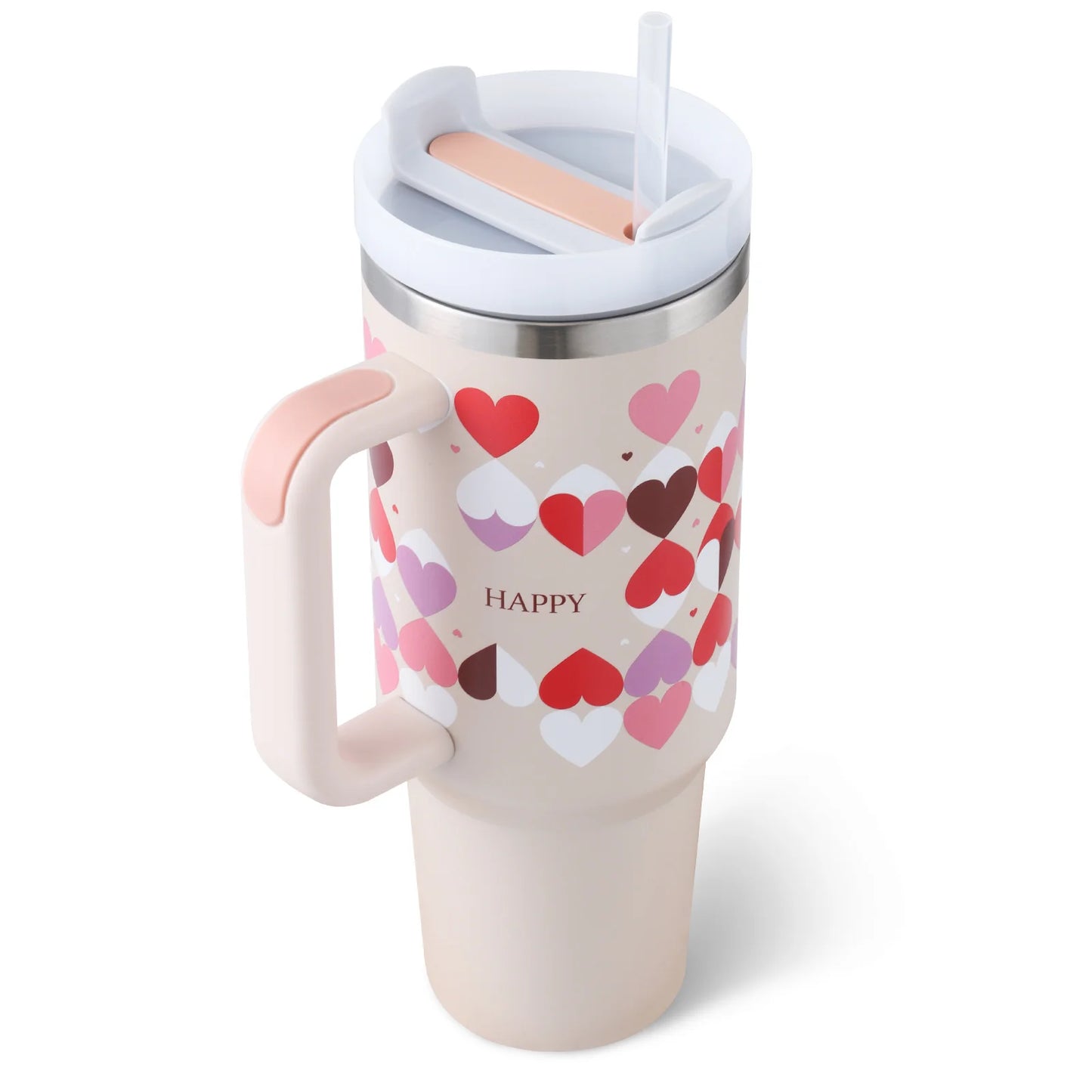 40 Oz Insulated Stainless Steel Tumbler with Handle and Straw, Spill-Proof Vacuum Coffee Cup with Lid - Ideal Gift for Valentine's Day, Perfect for Car, Gym, Office, and Travel