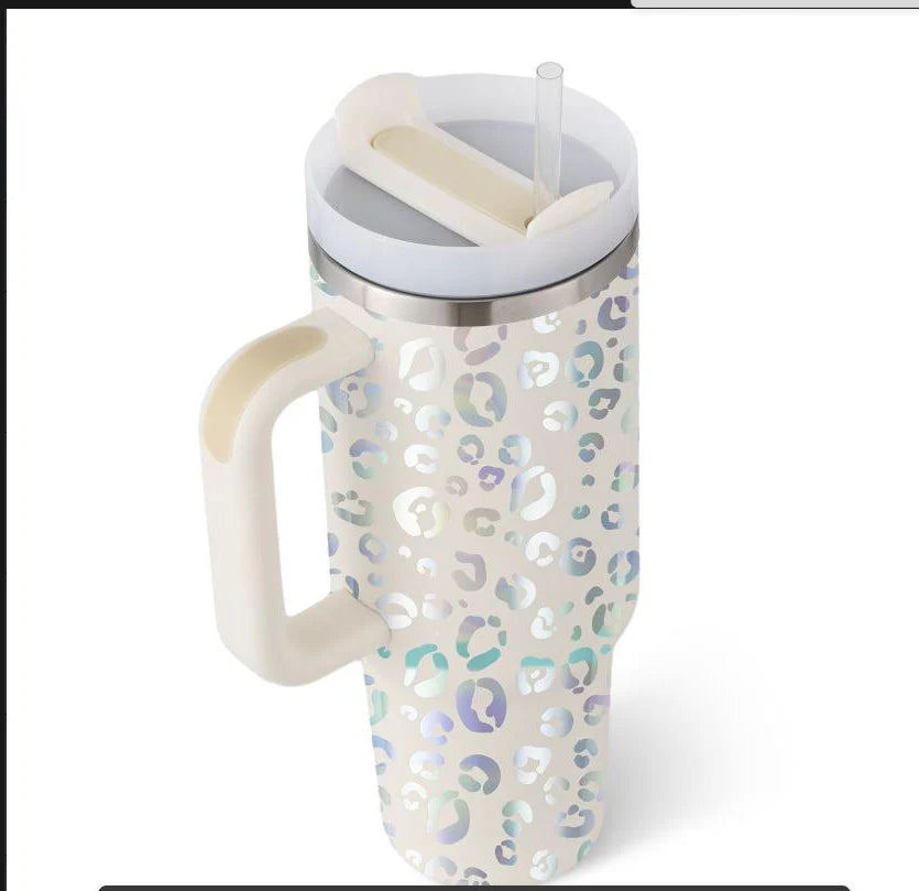 40 Oz Insulated Stainless Steel Tumbler with Handle and Straw, Spill-Proof Vacuum Coffee Cup with Lid - Ideal Gift for Valentine's Day, Perfect for Car, Gym, Office, and Travel