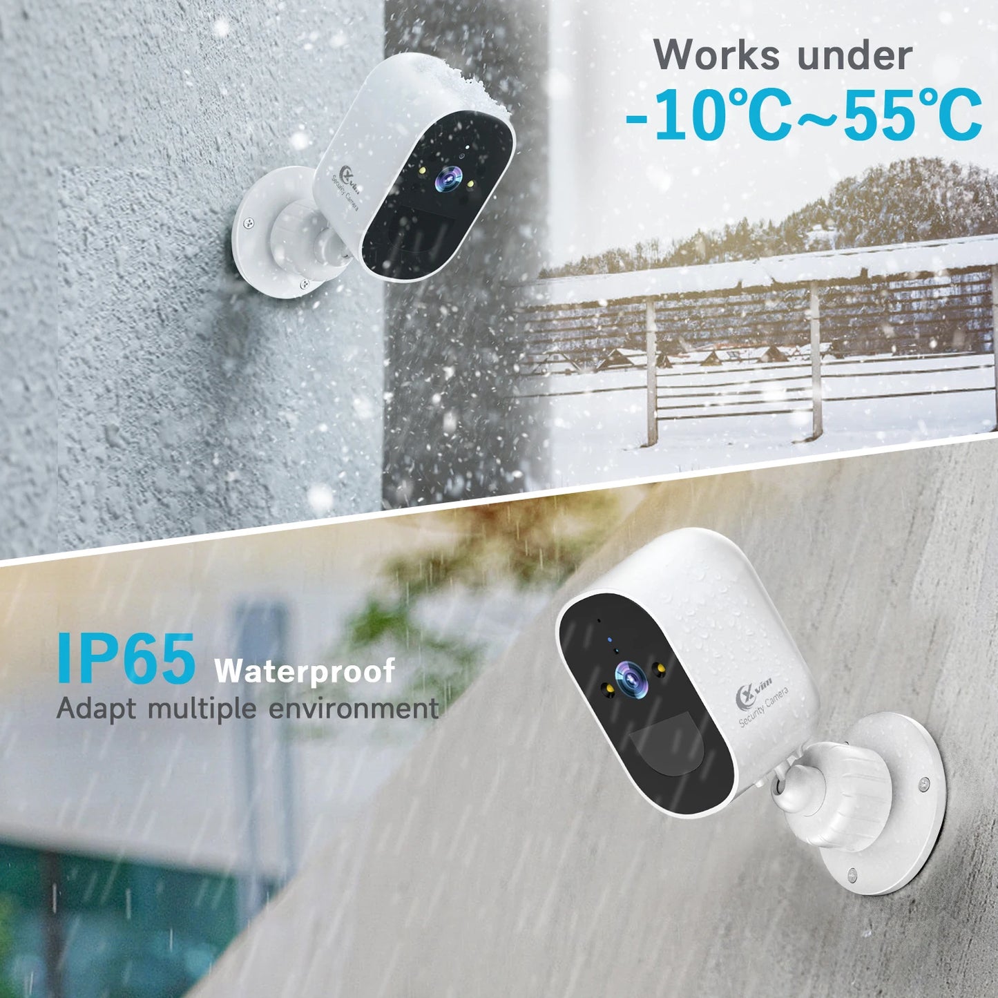 2-Pack XVIM 4MP Wireless 1080P Battery-Powered Surveillance Cameras for Home Security and Protection