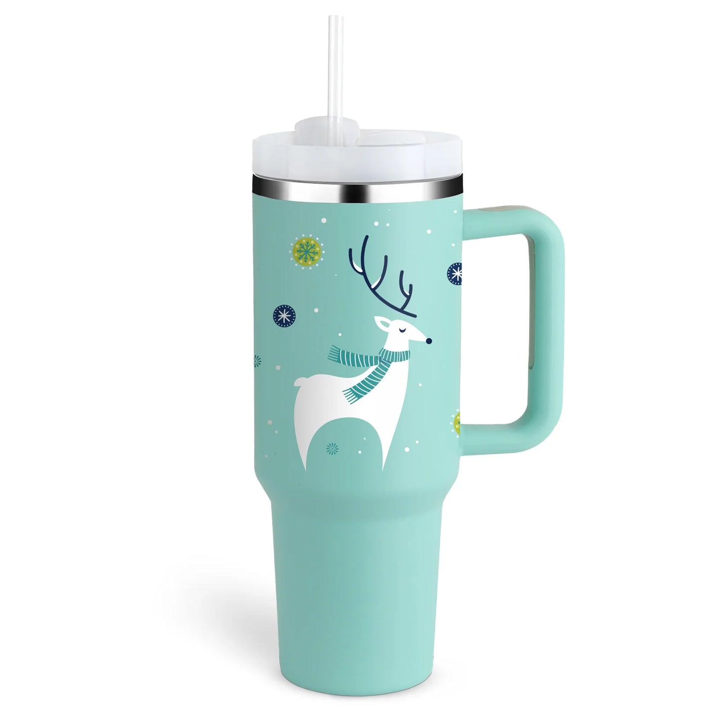 40 Oz Insulated Stainless Steel Tumbler with Handle and Straw, Spill-Proof Vacuum Coffee Cup with Lid - Ideal Gift for Valentine's Day, Perfect for Car, Gym, Office, and Travel
