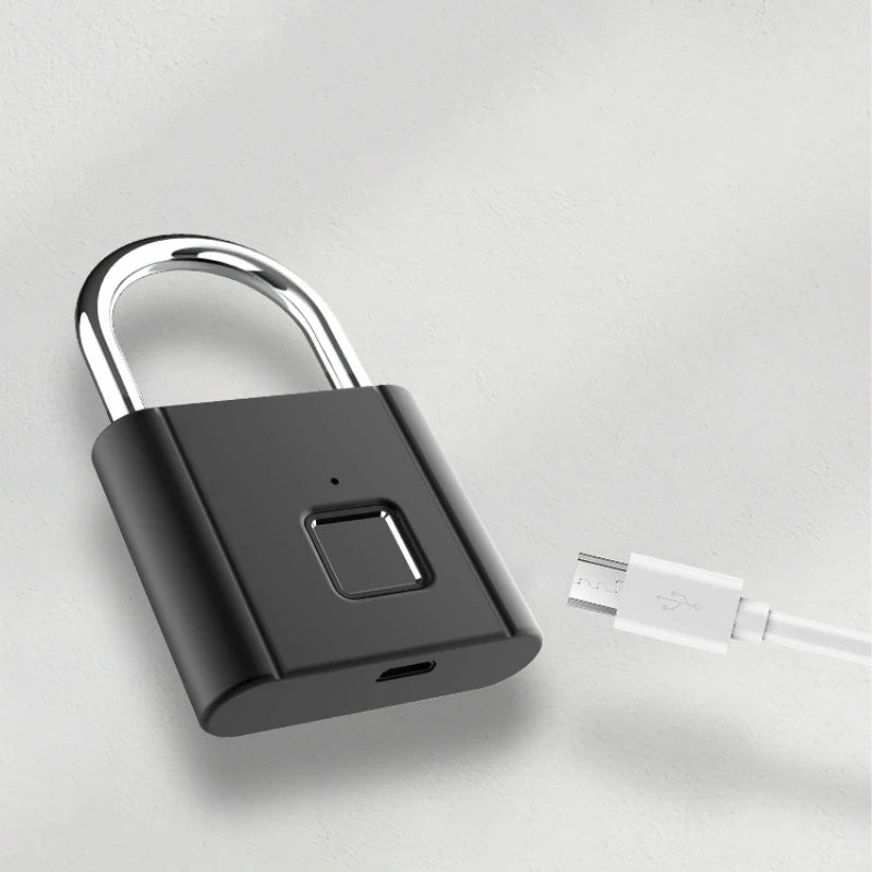 Biometric Fingerprint Padlock - Waterproof Keyless Door Lock with USB Rechargeable Security for Home Use