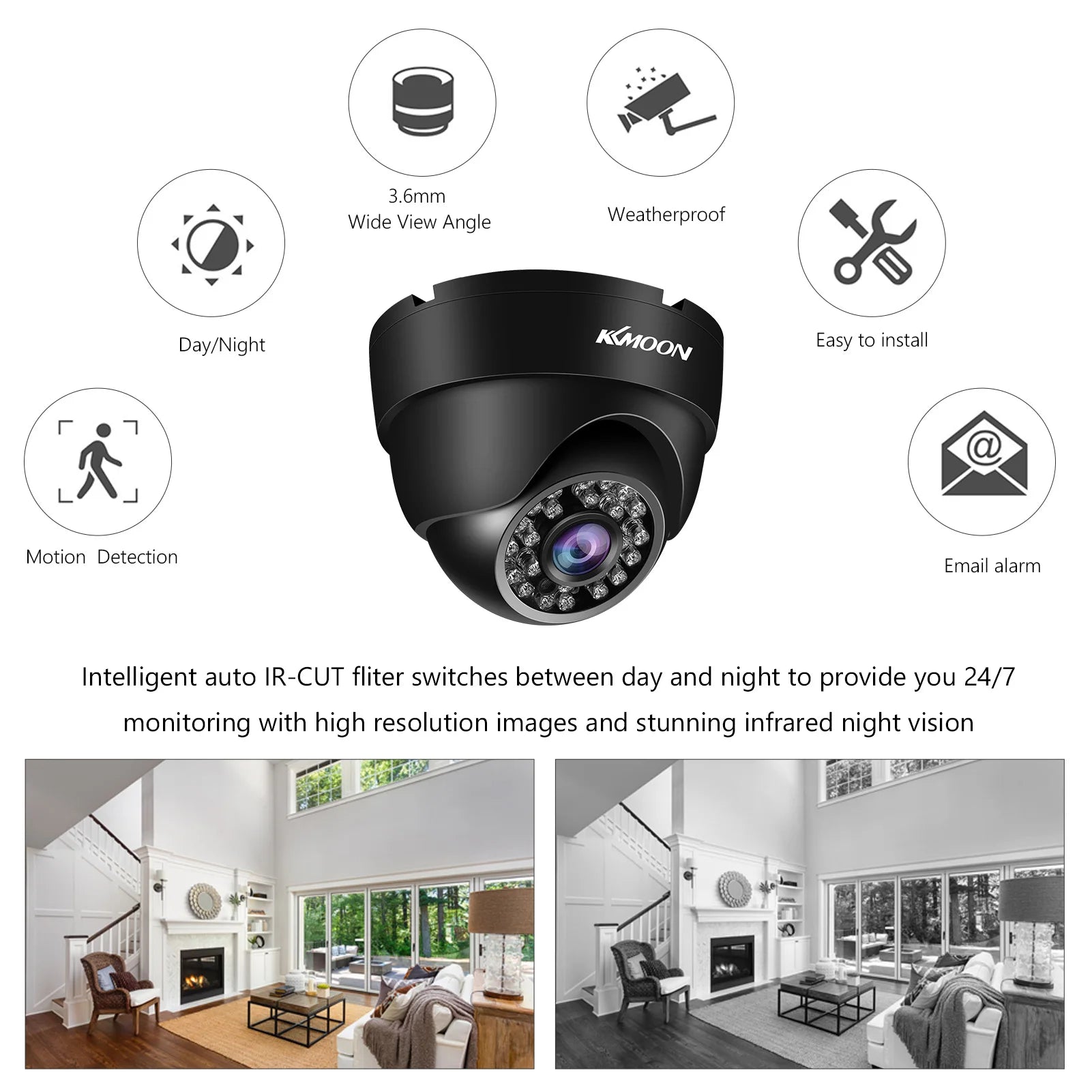 1080P Full HD Outdoor Surveillance Camera with 2MP Resolution, AHD Technology, Infrared Night Vision, and Motion Detection