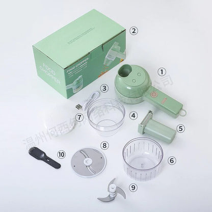 Multifunctional 4-in-1 Handheld Electric Vegetable Cutter and Slicer Set for Kitchen Use