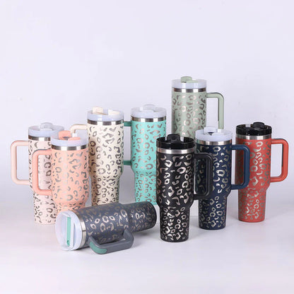40 Oz Insulated Stainless Steel Tumbler with Handle and Straw, Spill-Proof Vacuum Coffee Cup with Lid - Ideal Gift for Valentine's Day, Perfect for Car, Gym, Office, and Travel