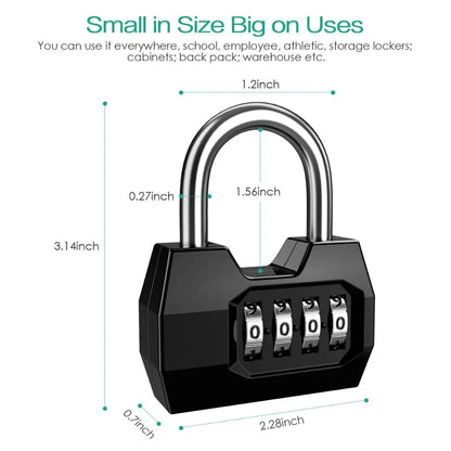 4-Digit Weatherproof Combination Padlock for Outdoor Security and Gym Use