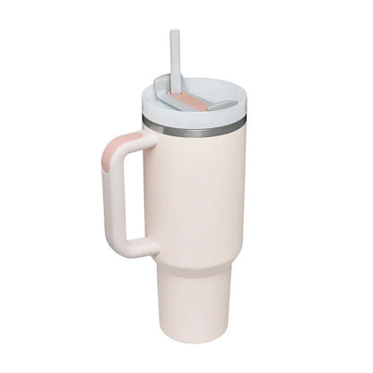 40 Oz Insulated Stainless Steel Tumbler with Handle and Straw, Spill-Proof Vacuum Coffee Cup with Lid - Ideal Gift for Valentine's Day, Perfect for Car, Gym, Office, and Travel