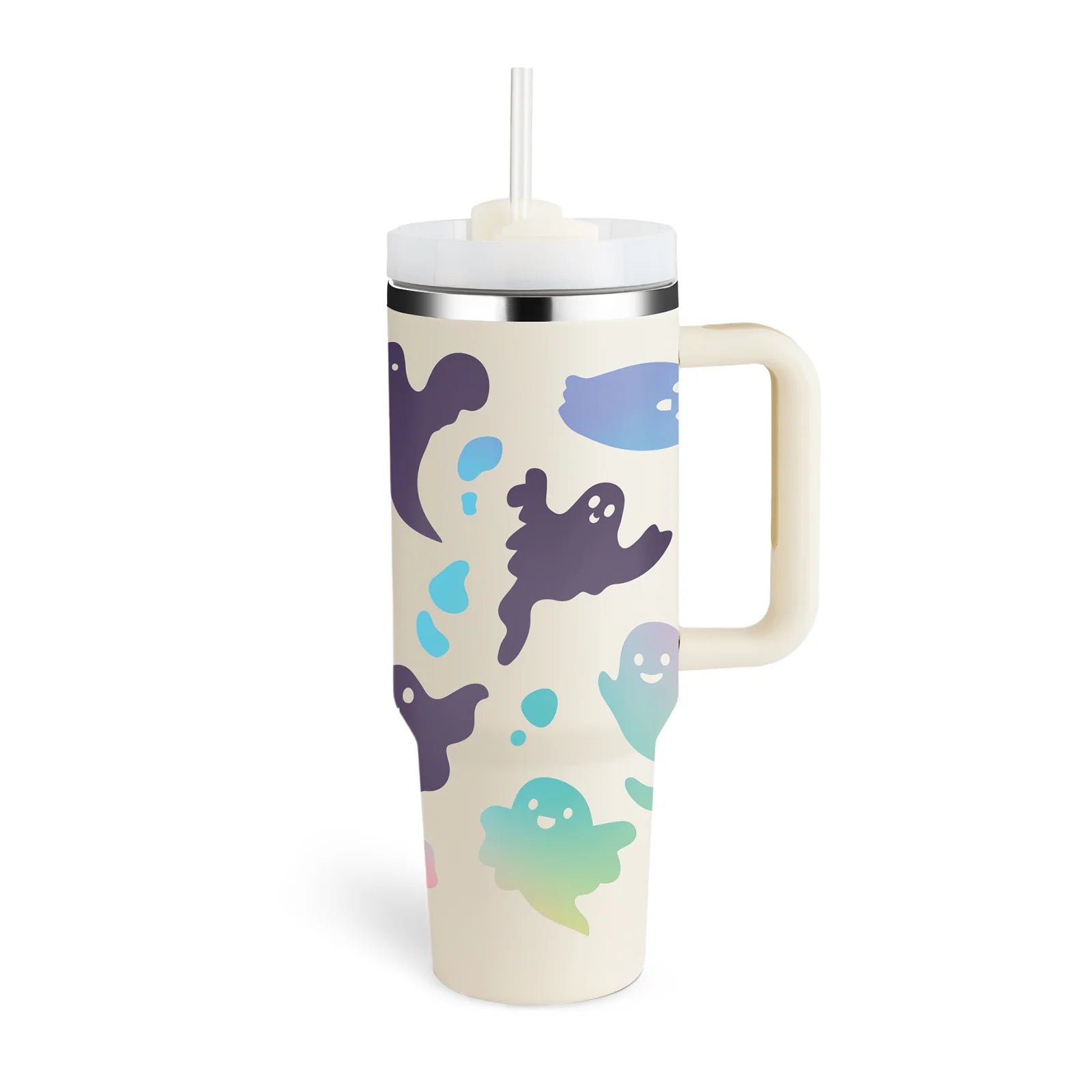 40 Oz Insulated Stainless Steel Tumbler with Handle and Straw, Spill-Proof Vacuum Coffee Cup with Lid - Ideal Gift for Valentine's Day, Perfect for Car, Gym, Office, and Travel