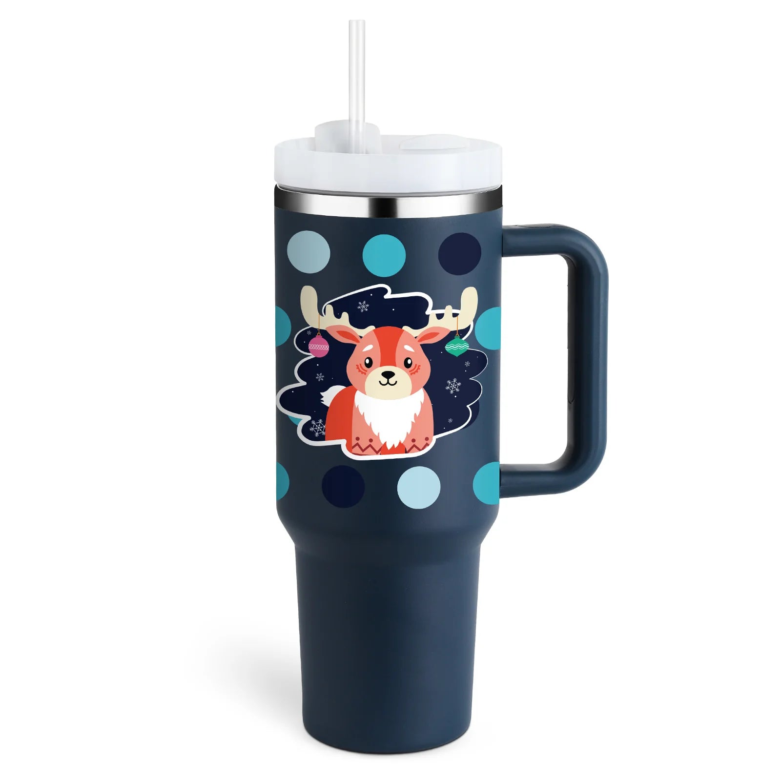 40 Oz Insulated Stainless Steel Tumbler with Handle and Straw, Spill-Proof Vacuum Coffee Cup with Lid - Ideal Gift for Valentine's Day, Perfect for Car, Gym, Office, and Travel