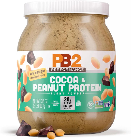 Performance Peanut Plant Based Vegan Protein Powder | 20G Complete Protein, No Added Sugar, Prebiotic Fiber | Dairy Free, Certified Vegan, Non-Gmo, and Gluten Free [Peanut with Dutch Cocoa, 2Lb]