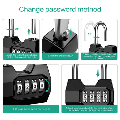 4-Digit Weatherproof Combination Padlock for Outdoor Security and Gym Use