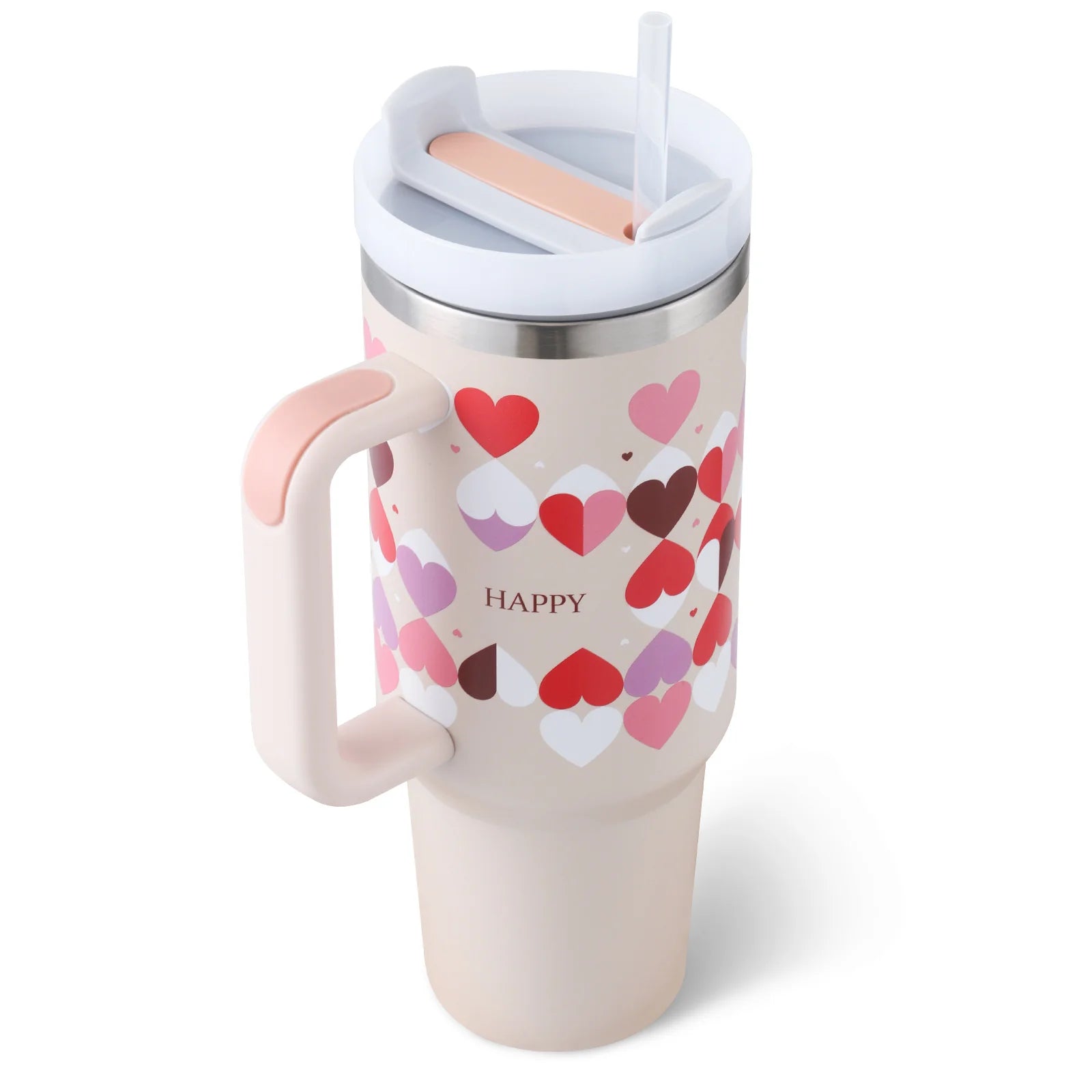 40 Oz Insulated Stainless Steel Tumbler with Handle and Straw, Spill-Proof Vacuum Coffee Cup with Lid - Ideal Gift for Valentine's Day, Perfect for Car, Gym, Office, and Travel