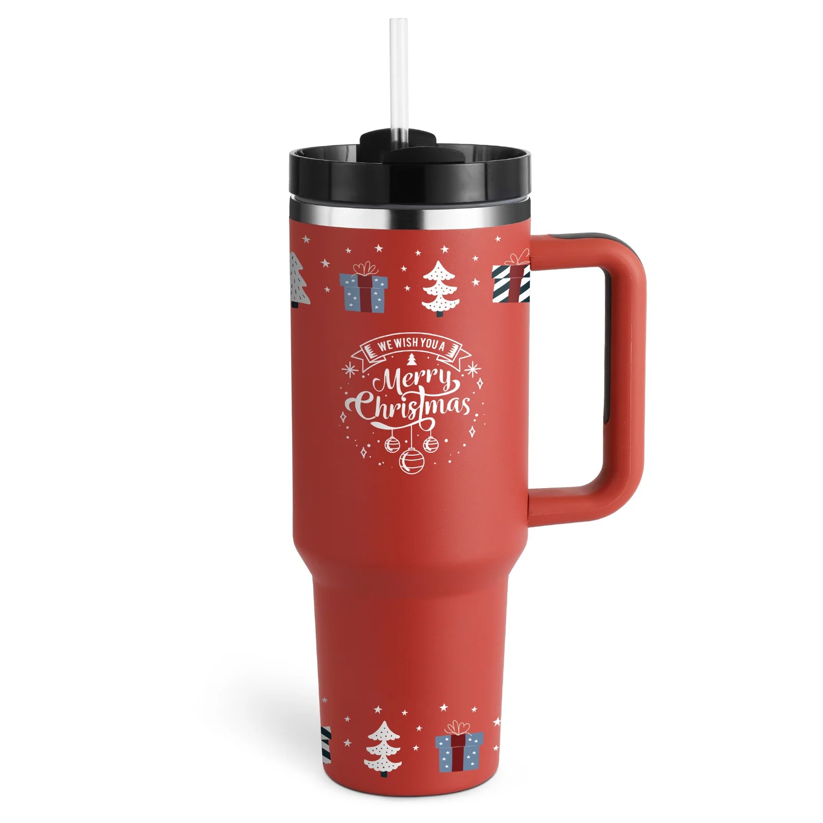 40 Oz Insulated Stainless Steel Tumbler with Handle and Straw, Spill-Proof Vacuum Coffee Cup with Lid - Ideal Gift for Valentine's Day, Perfect for Car, Gym, Office, and Travel