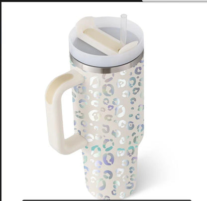 40 Oz Insulated Stainless Steel Tumbler with Handle and Straw, Spill-Proof Vacuum Coffee Cup with Lid - Ideal Gift for Valentine's Day, Perfect for Car, Gym, Office, and Travel