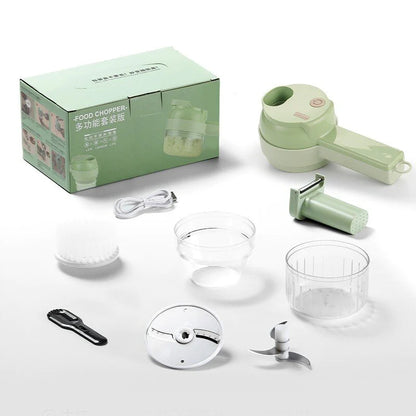 Multifunctional 4-in-1 Handheld Electric Vegetable Cutter and Slicer Set for Kitchen Use